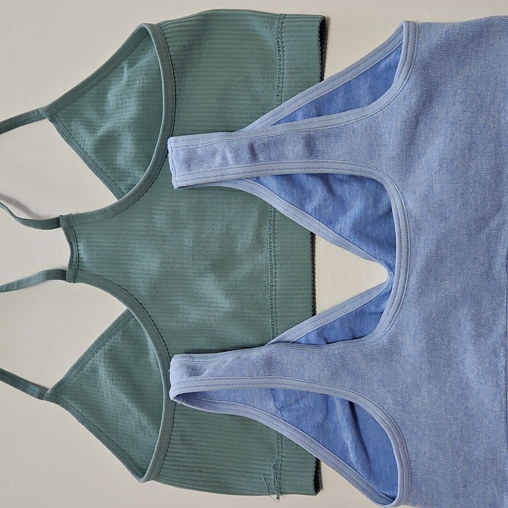 Colsie Ribbed Green and Soft Blue Bralettes Youth Size M - Picture 2 of 7